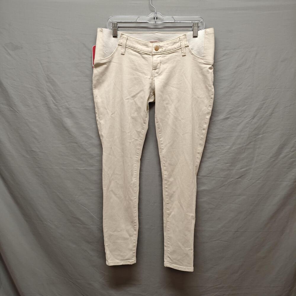Isabel Maternity Jeans Womens 6 Beige Skinny Entubado Stretch Expandable Panels